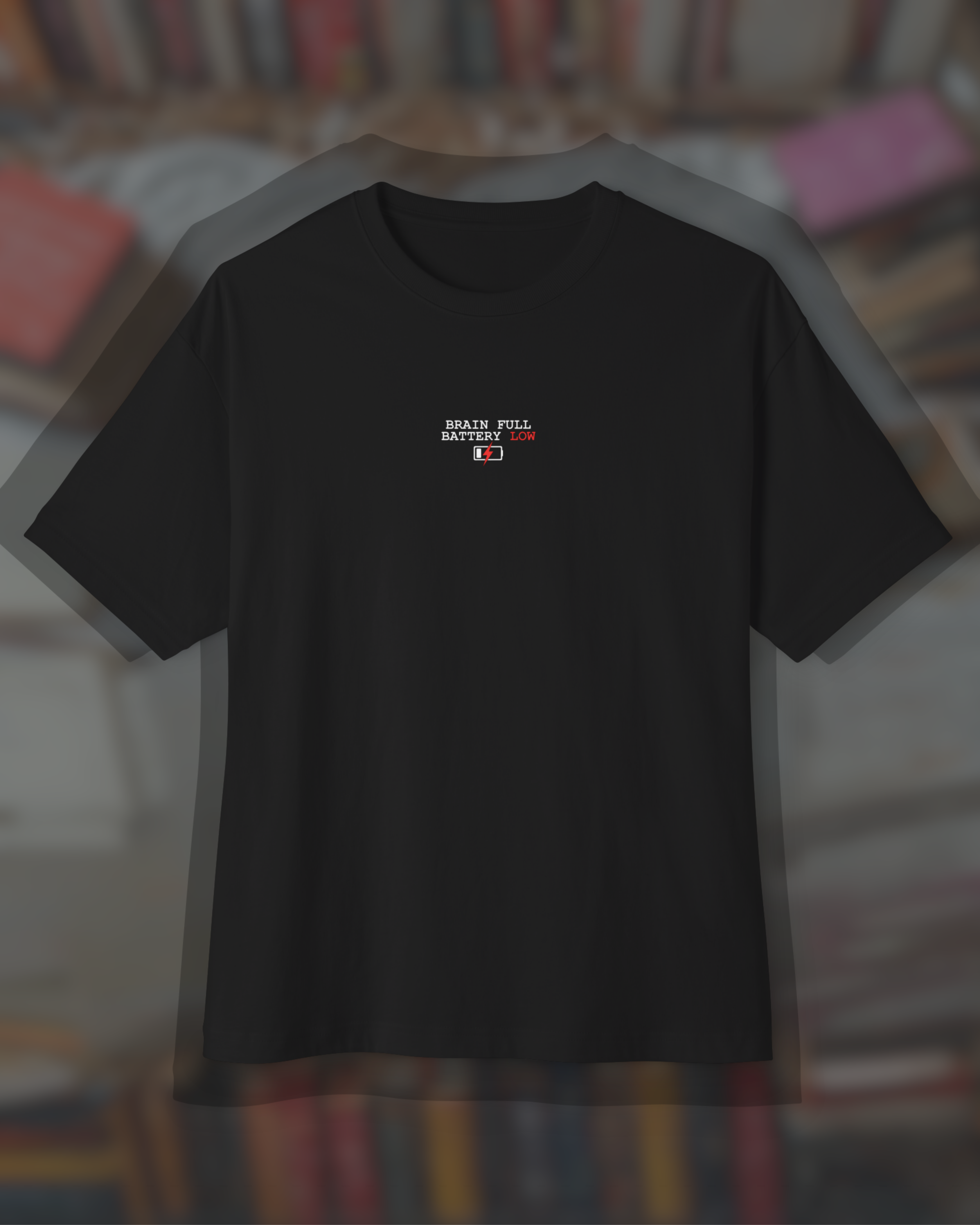 Brain Full / Battery Low – Unisex Oversized Boxy Tee for Everyday Rebels